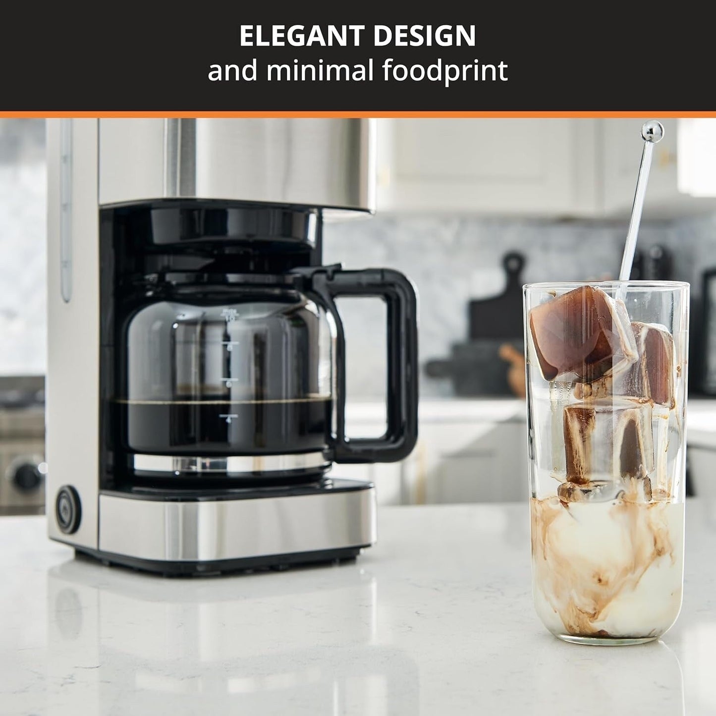 Cafetière à filtre 10 tasses, écran numérique, finition en acier inoxydable, minuterie programmable, arrêt automatique.