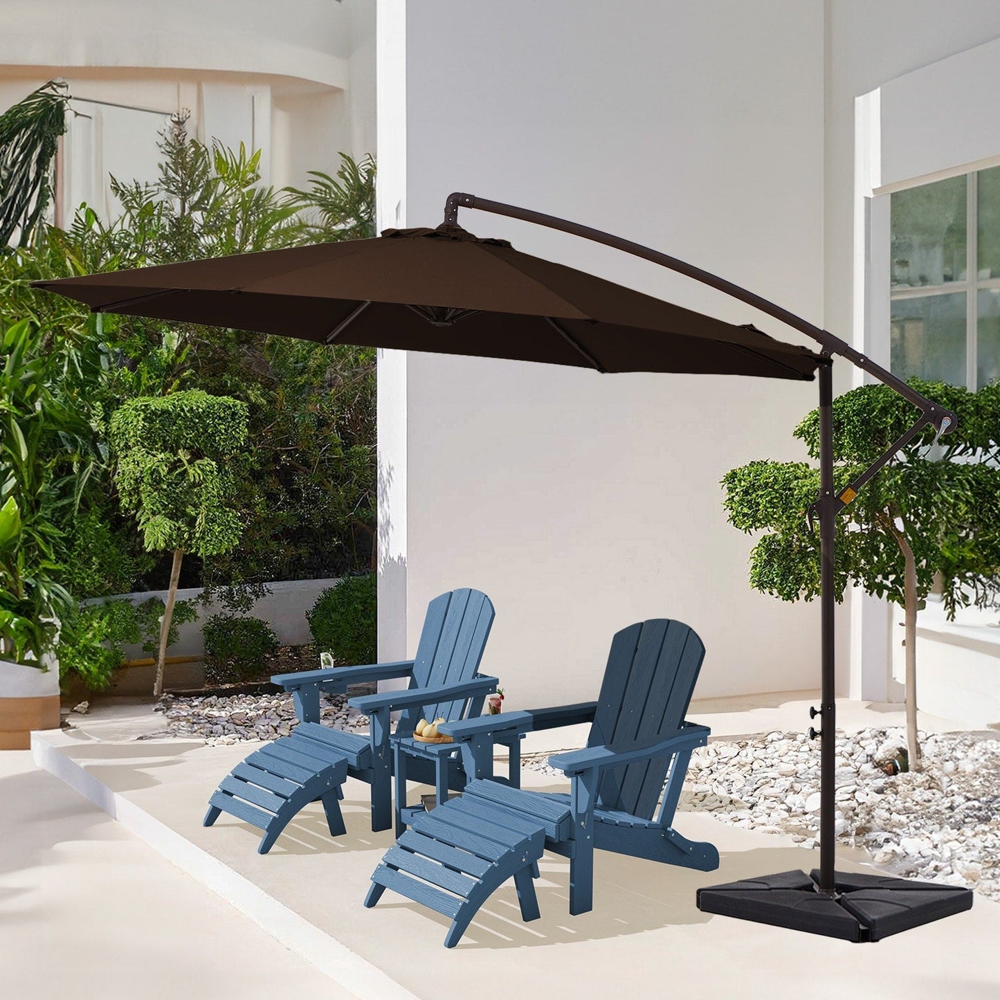 Parasol cantilever en acier de 3 mètres avec levier de manivelle et base lestée