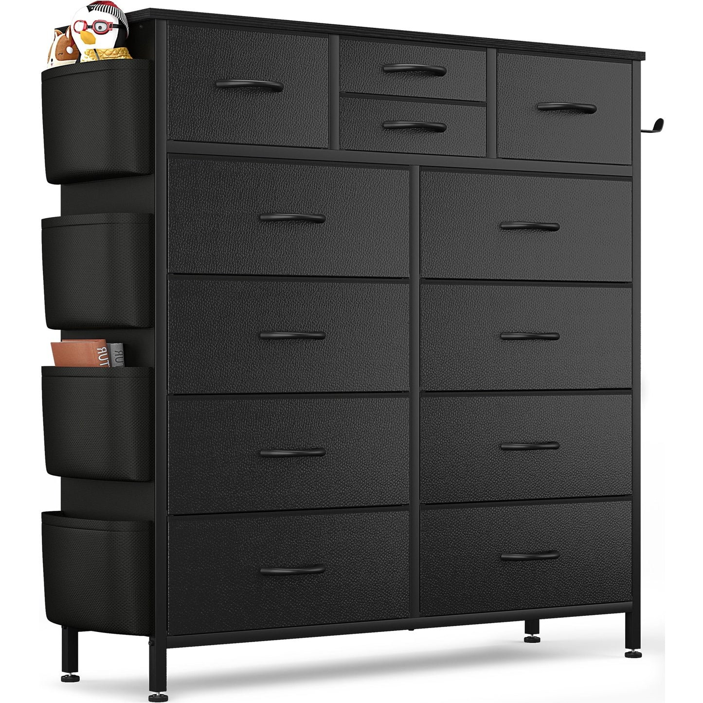 Commode 12 tiroirs, commode haute en tissu pour chambre à coucher, coffre à tiroirs