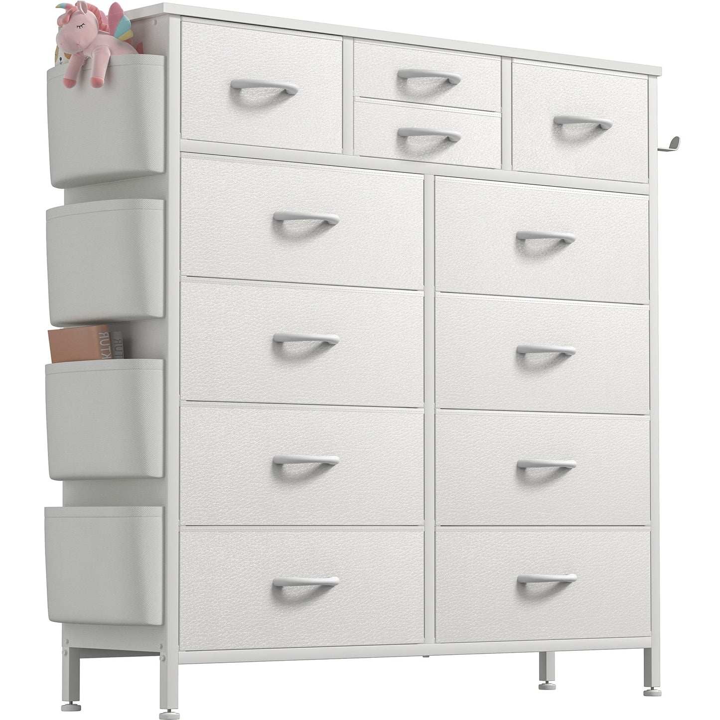 Commode 12 tiroirs, commode haute en tissu pour chambre à coucher, coffre à tiroirs