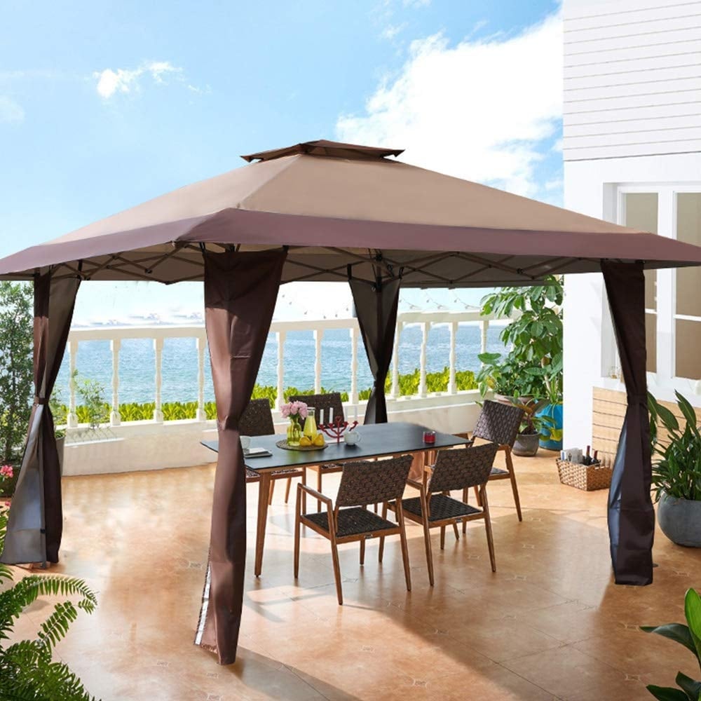 Caravane de jardin gonflable renforcée de 3,96 m x 3,96 m (13' x 13'), avec élégant rideau d'angle - 13x13ft