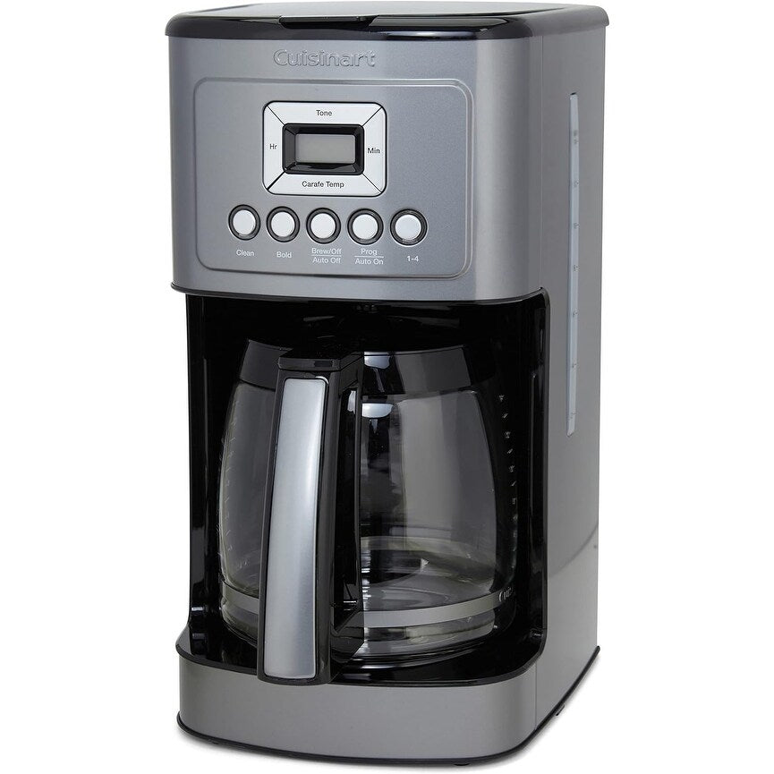 Machine à café automatique 14 tasses, carafe en verre, contrôle de la force du café, acier inoxydable couleur gris anthracite