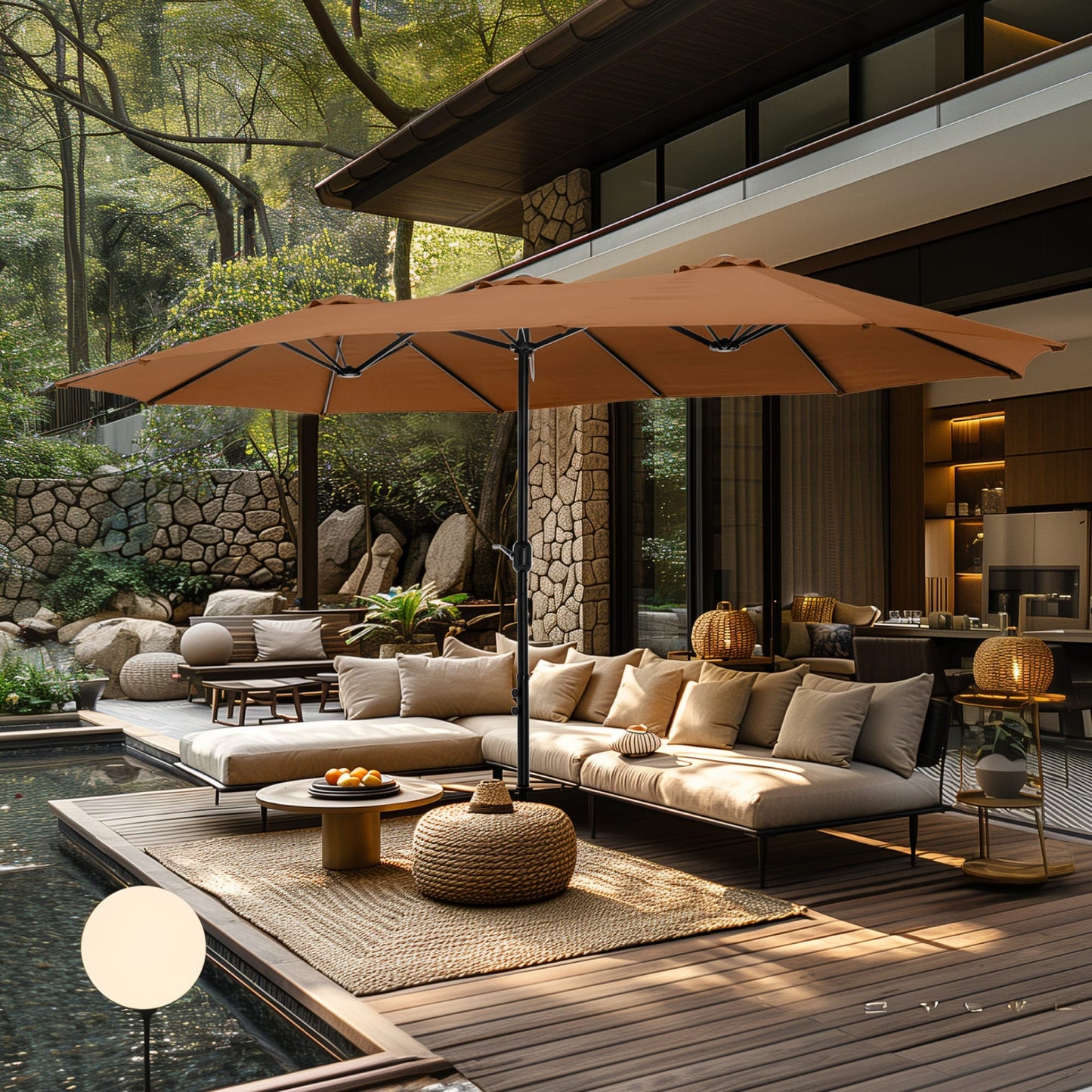 MAISON ARTS Parasol de terrasse double face extra large de 4,5 m avec socle inclus
