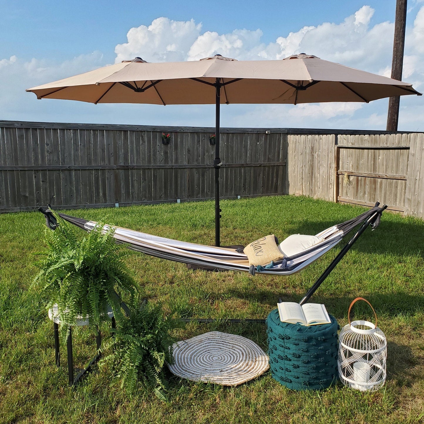 MAISON ARTS Parasol de terrasse double face extra large de 4,5 m avec socle inclus