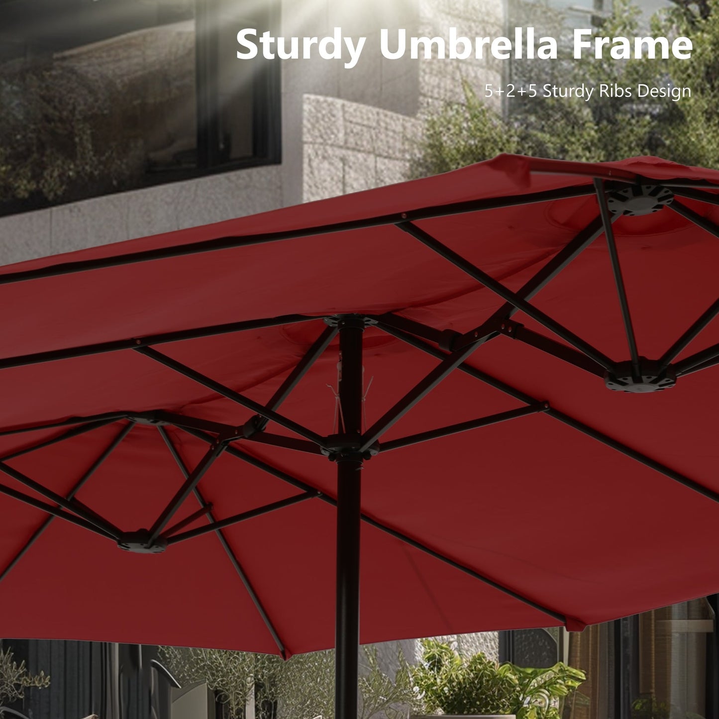 MAISON ARTS Parasol de terrasse double face extra large de 4,5 m avec socle inclus