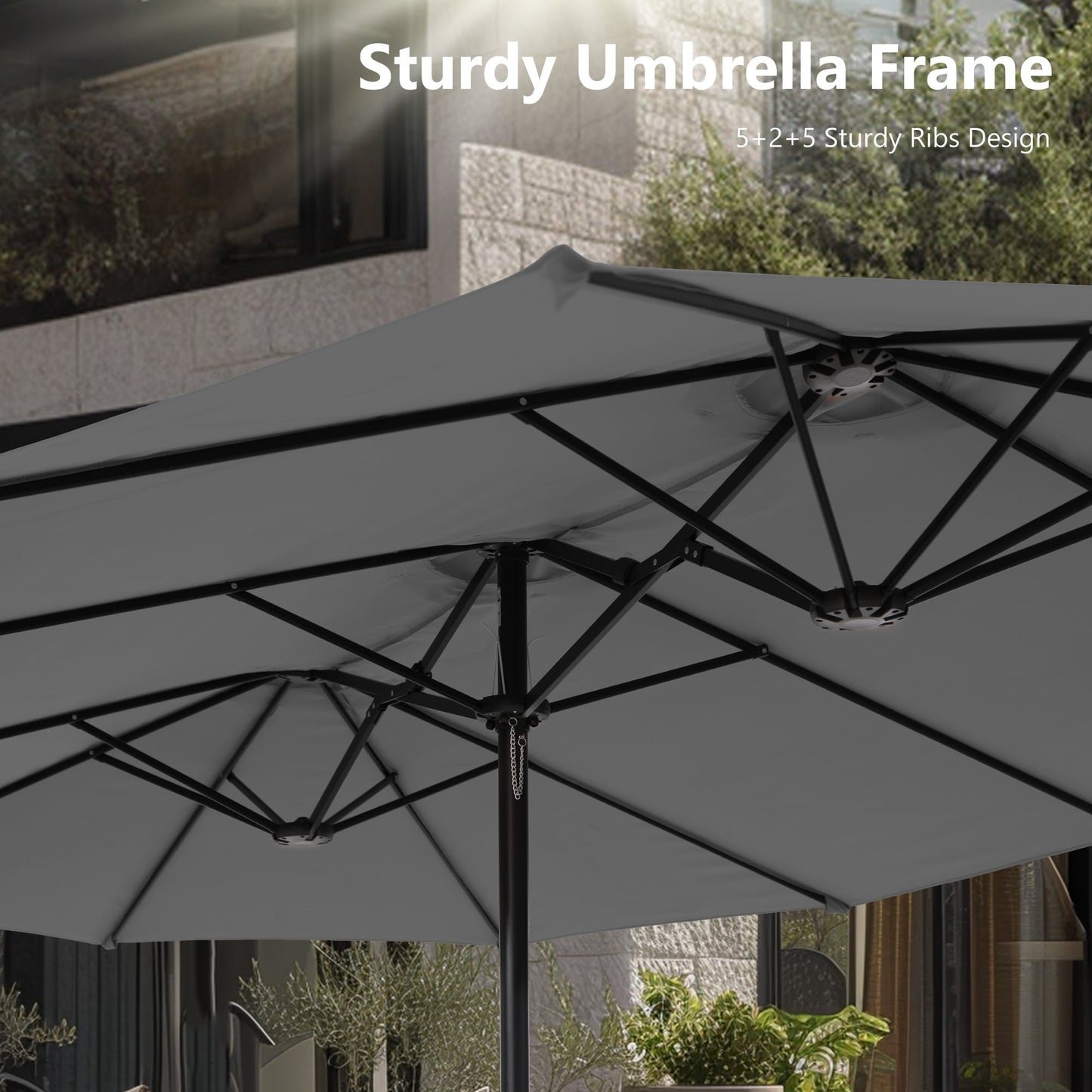 MAISON ARTS Parasol de terrasse double face extra large de 4,5 m avec socle inclus