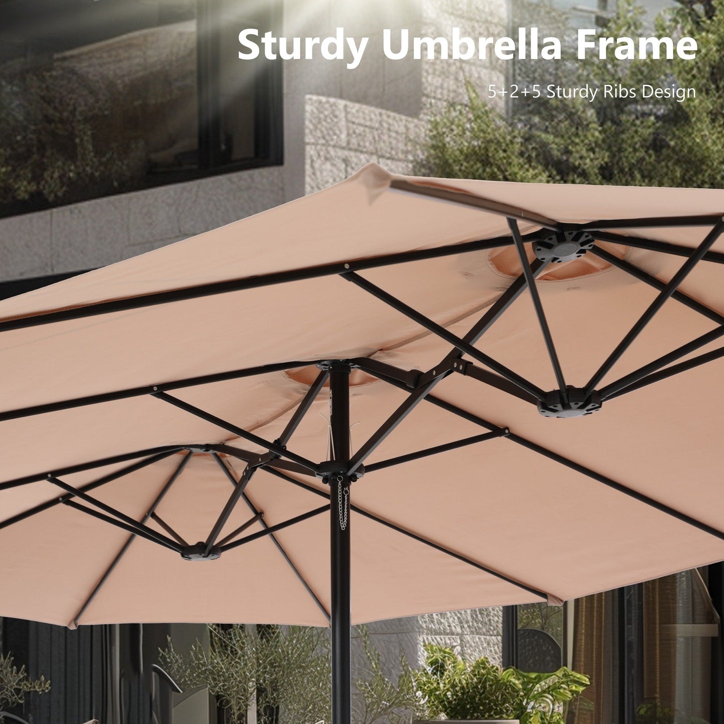 MAISON ARTS Parasol de terrasse double face extra large de 4,5 m avec socle inclus