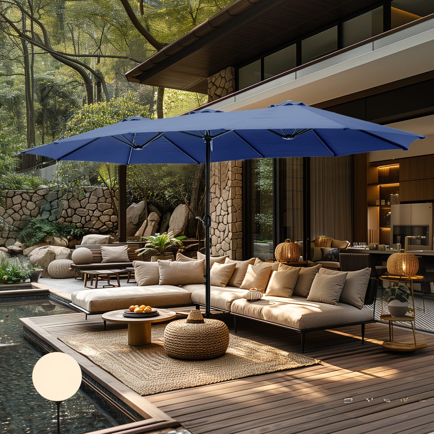 MAISON ARTS Parasol de terrasse double face extra large de 4,5 m avec socle inclus