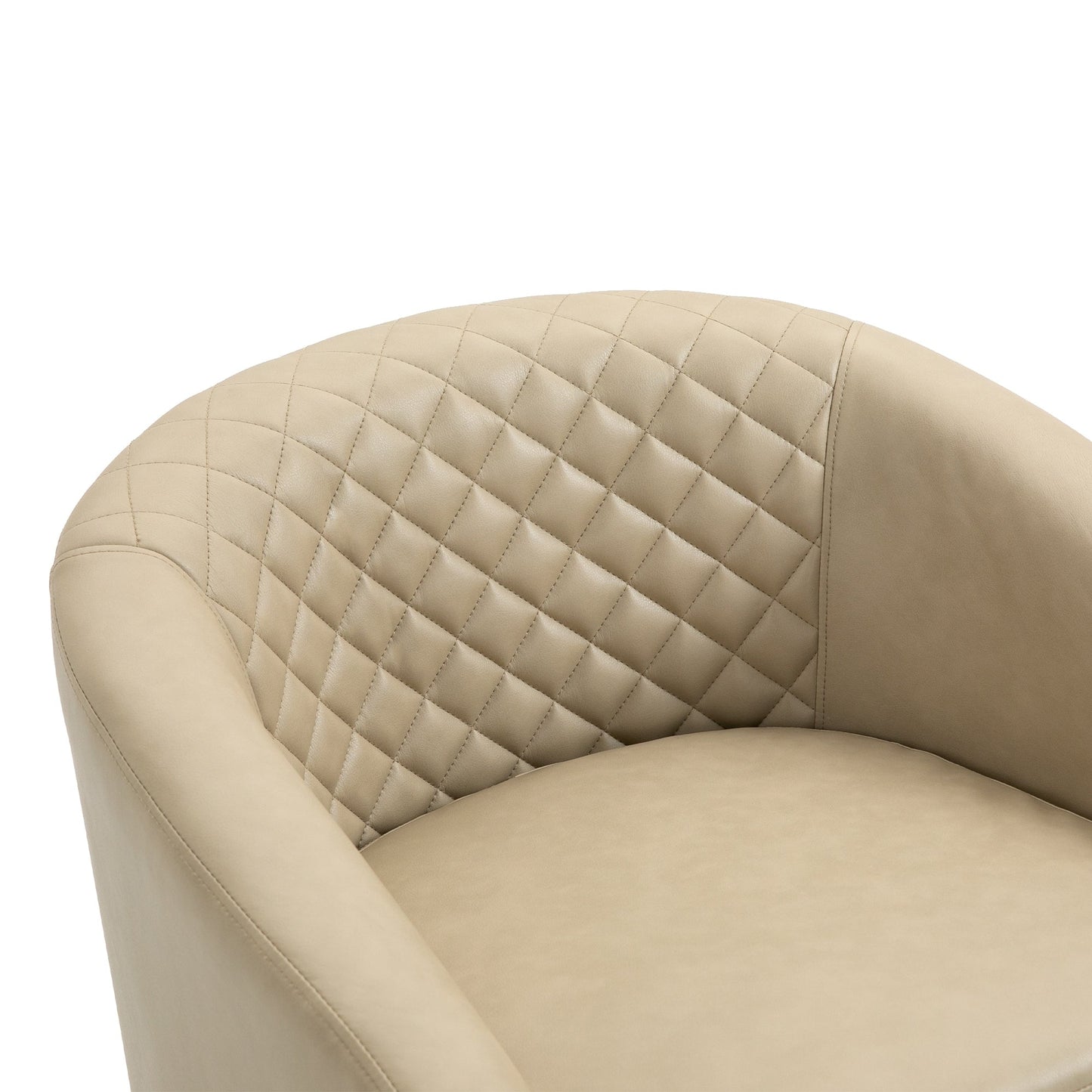 2 chaises d'appoint en cuir végétalien en forme de tonneau, 73,5 cm de large, avec garniture à clous.
