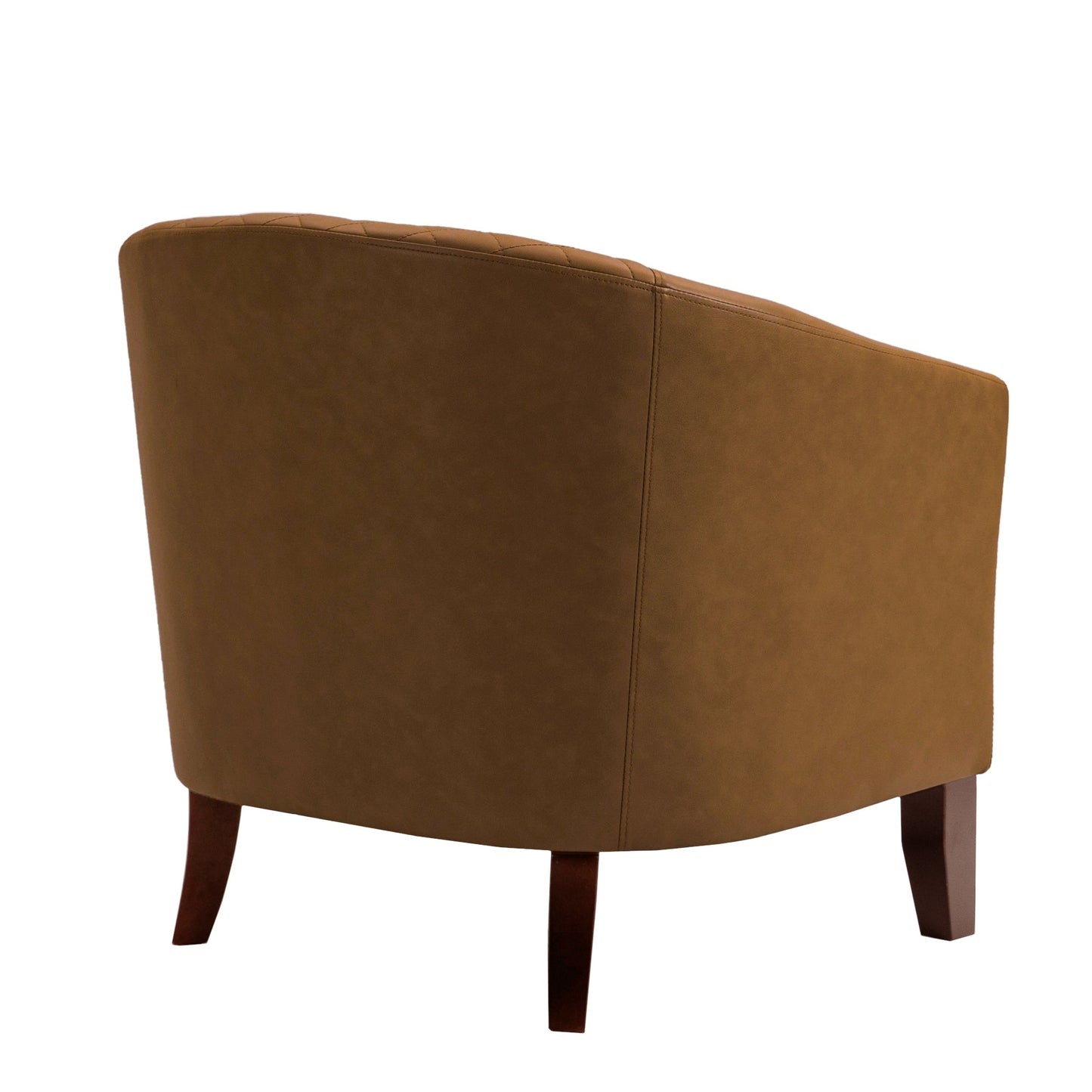 2 chaises d'appoint en cuir végétalien en forme de tonneau, 73,5 cm de large, avec garniture à clous.