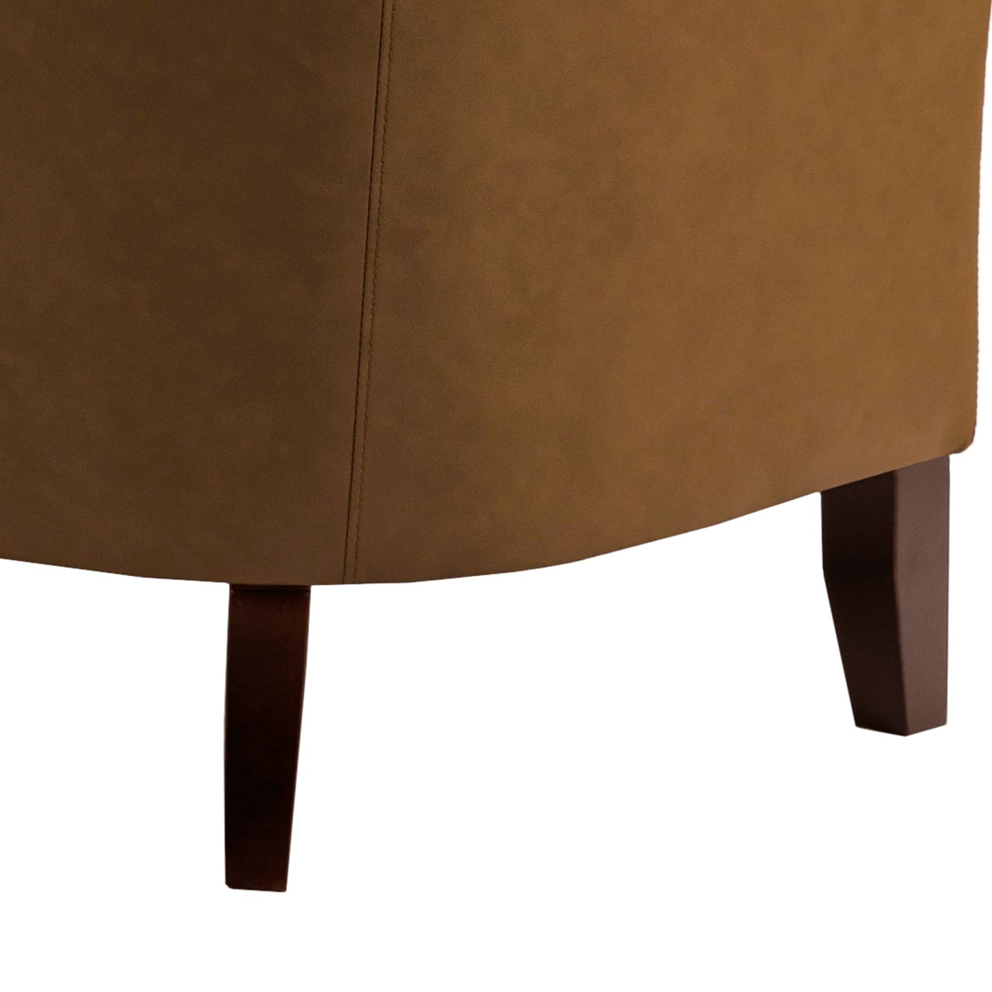 2 chaises d'appoint en cuir végétalien en forme de tonneau, 73,5 cm de large, avec garniture à clous.