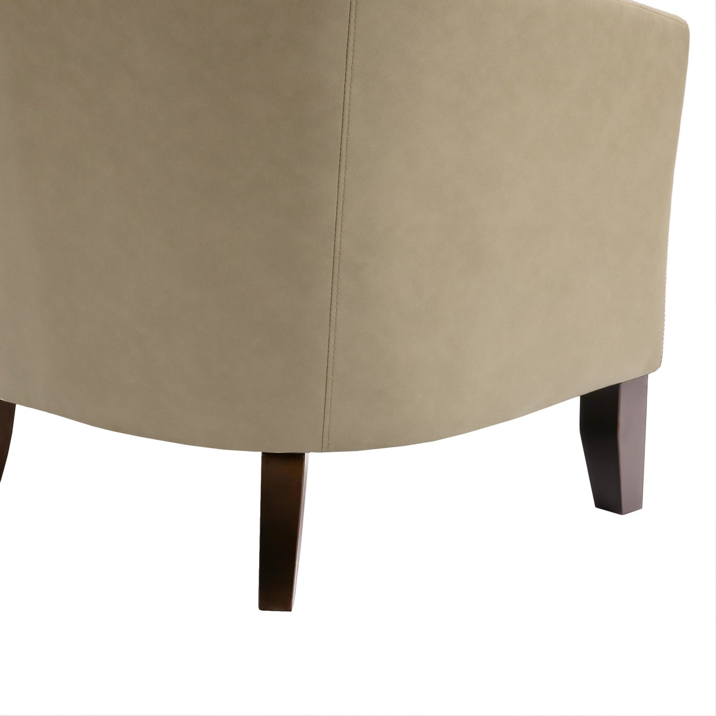 2 chaises d'appoint en cuir végétalien en forme de tonneau, 73,5 cm de large, avec garniture à clous.