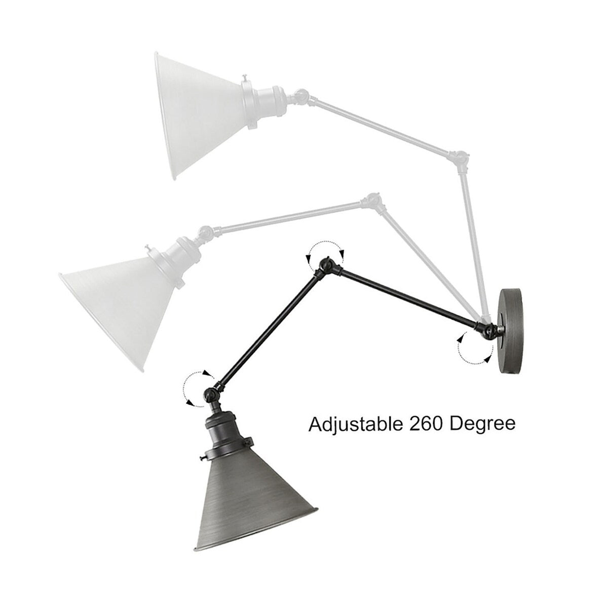 Malryn Lot de 2 appliques murales modernes à bras oscillant réglable, à brancher ou à câbler directement