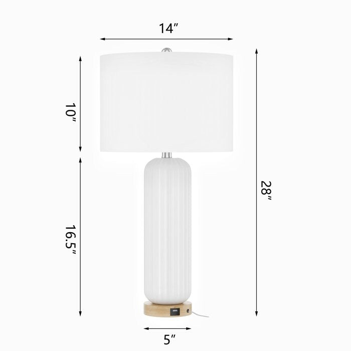 Ensemble de 2 lampes de table blanches en céramique USB (28 cm)
