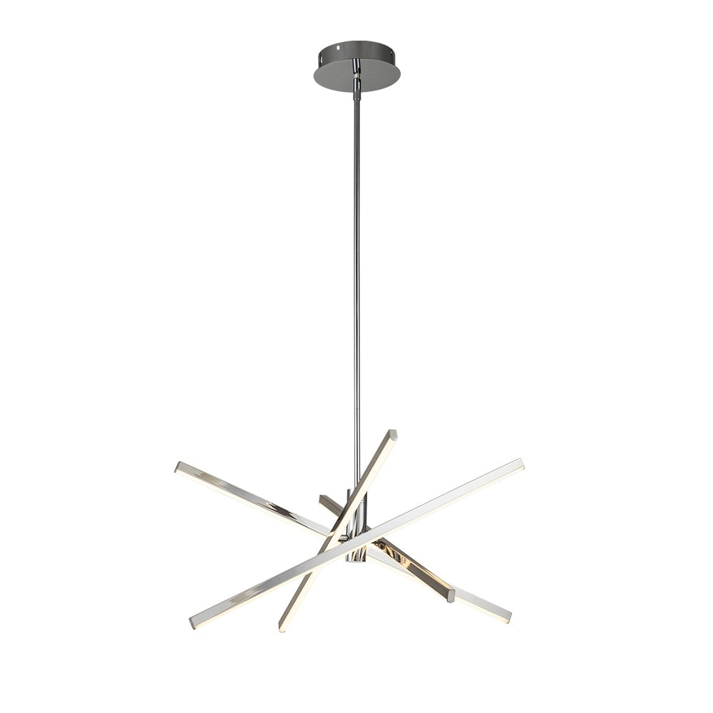 Luminaire suspendu linéaire en forme de sputnik, en aluminium noir/doré, à LED, style moderne, pour salon/salle à manger/cuisine.