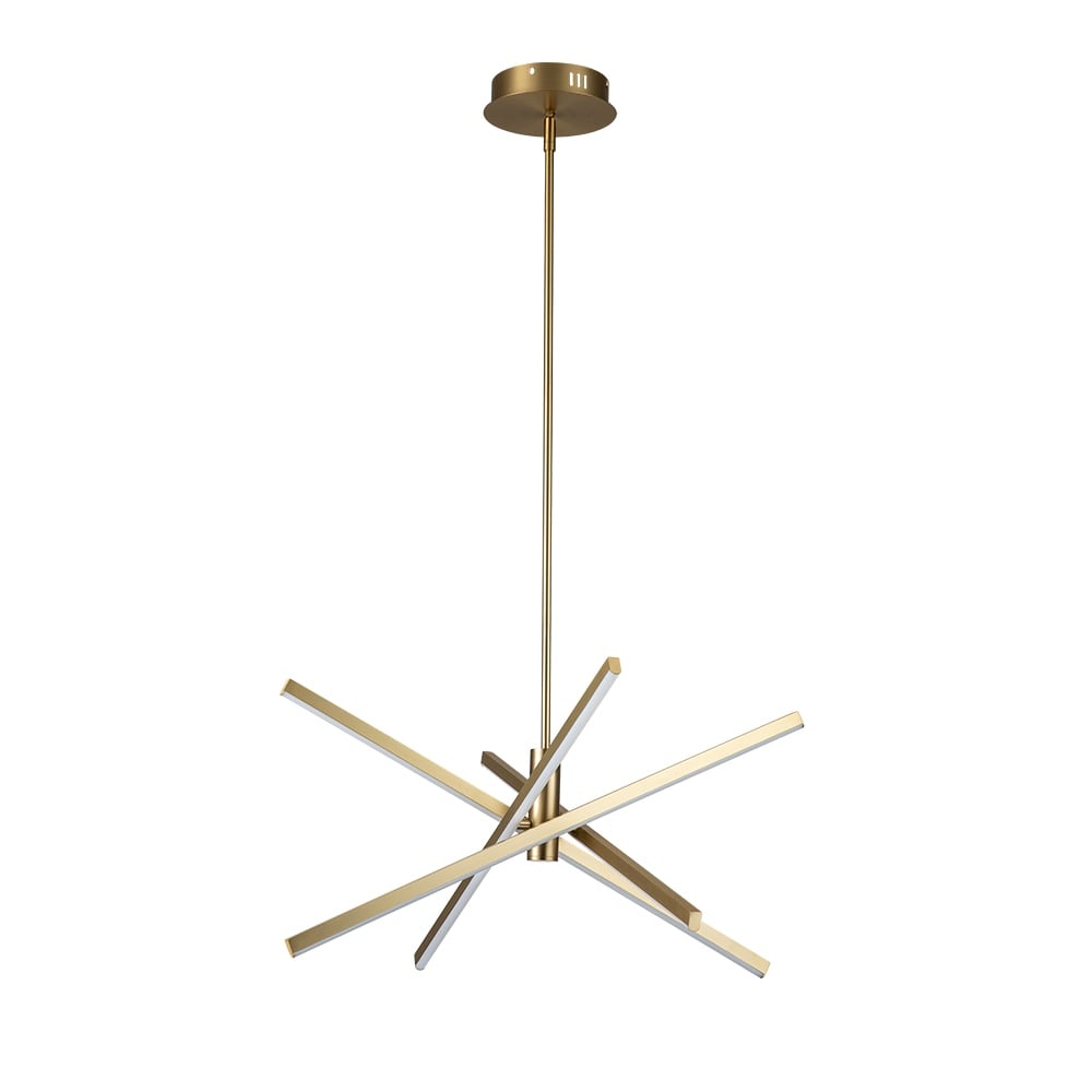 Luminaire suspendu linéaire en forme de sputnik, en aluminium noir/doré, à LED, style moderne, pour salon/salle à manger/cuisine.