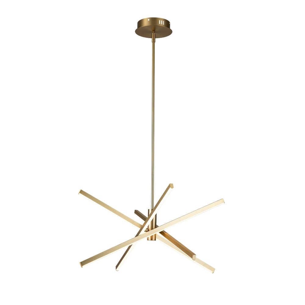 Luminaire suspendu linéaire en forme de sputnik, en aluminium noir/doré, à LED, style moderne, pour salon/salle à manger/cuisine.