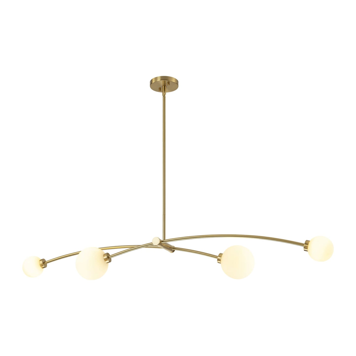 Suspension moderne linéaire simple à 4 lumières, style Sputnik, couleur or, pour îlot de cuisine/salle à manger - 130,5 cm L x 28 cm P x 15 cm H