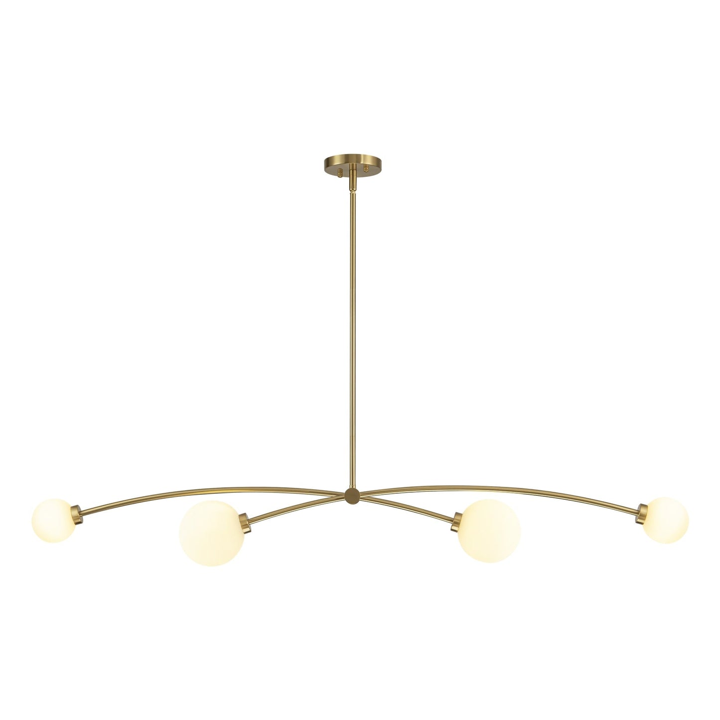 Suspension moderne linéaire simple à 4 lumières, style Sputnik, couleur or, pour îlot de cuisine/salle à manger - 130,5 cm L x 28 cm P x 15 cm H