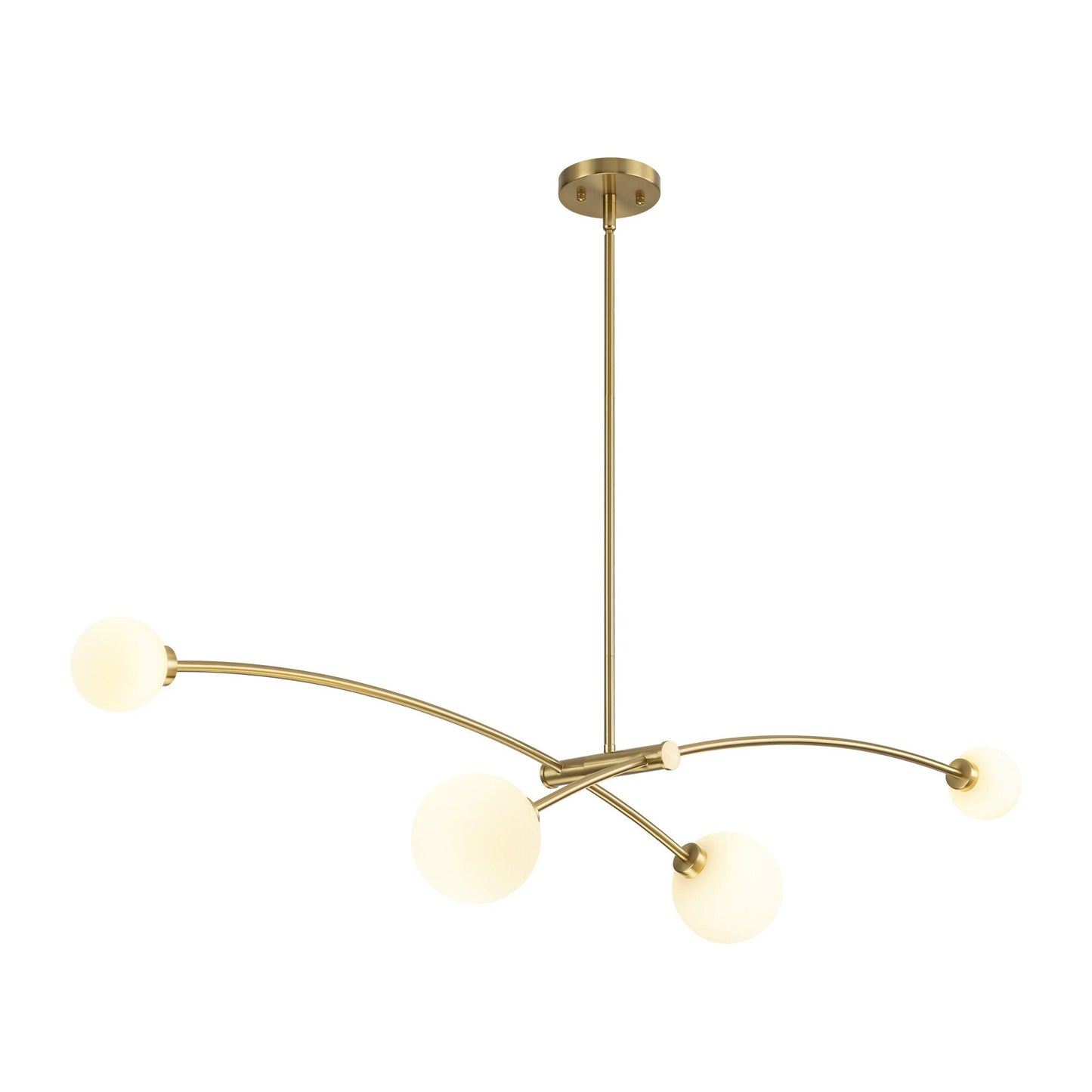 Suspension moderne linéaire simple à 4 lumières, style Sputnik, couleur or, pour îlot de cuisine/salle à manger - 130,5 cm L x 28 cm P x 15 cm H