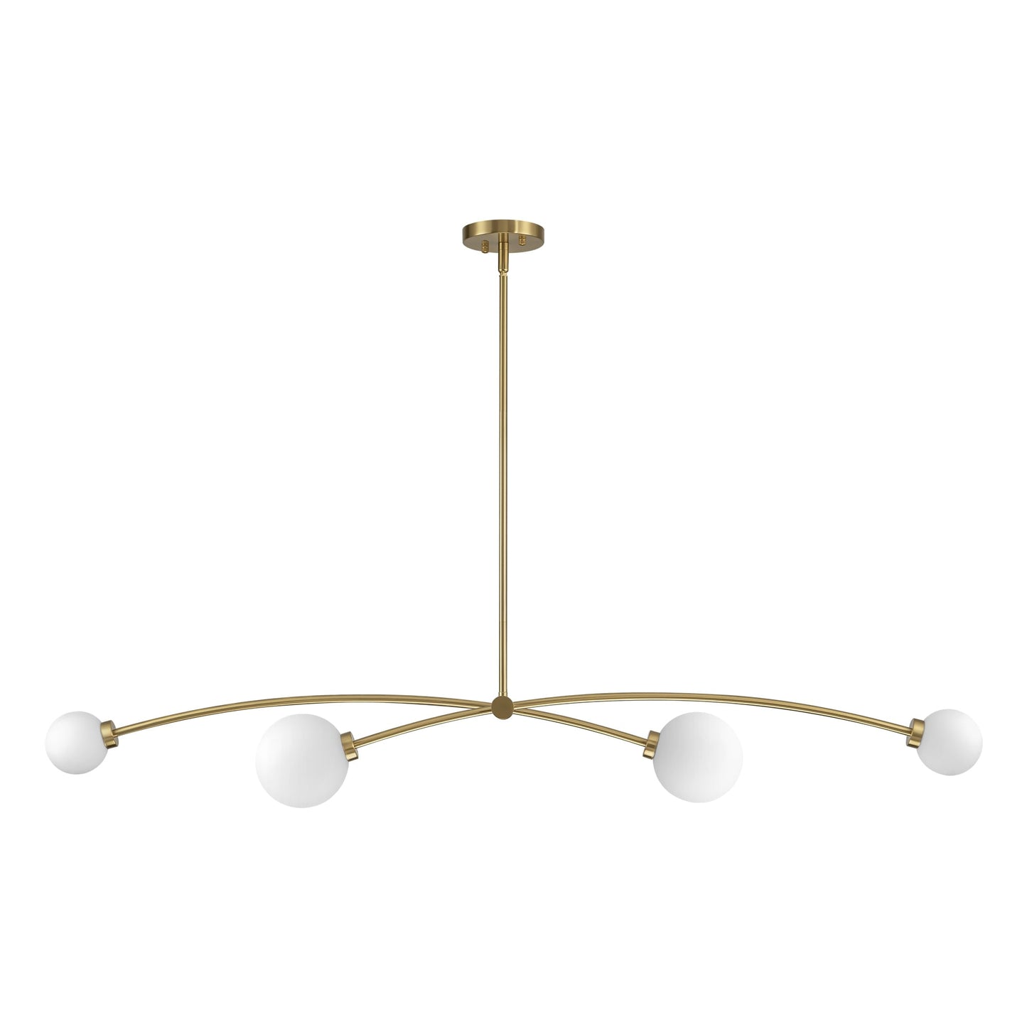 Suspension moderne linéaire simple à 4 lumières, style Sputnik, couleur or, pour îlot de cuisine/salle à manger - 130,5 cm L x 28 cm P x 15 cm H