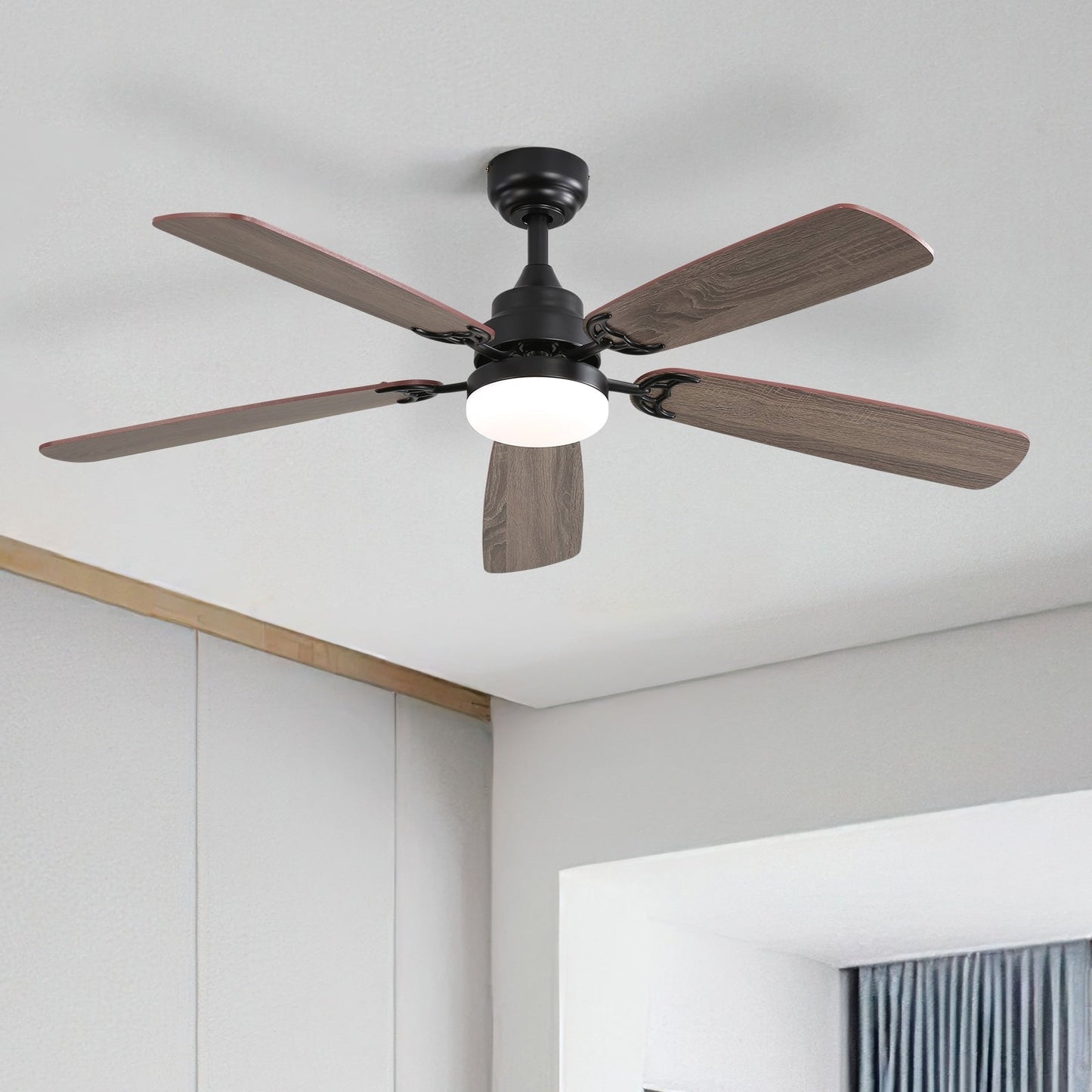 Ventilateur de plafond à LED intégré de 48 et 52 pouces avec éclairage et télécommande, moteur à courant continu réversible.