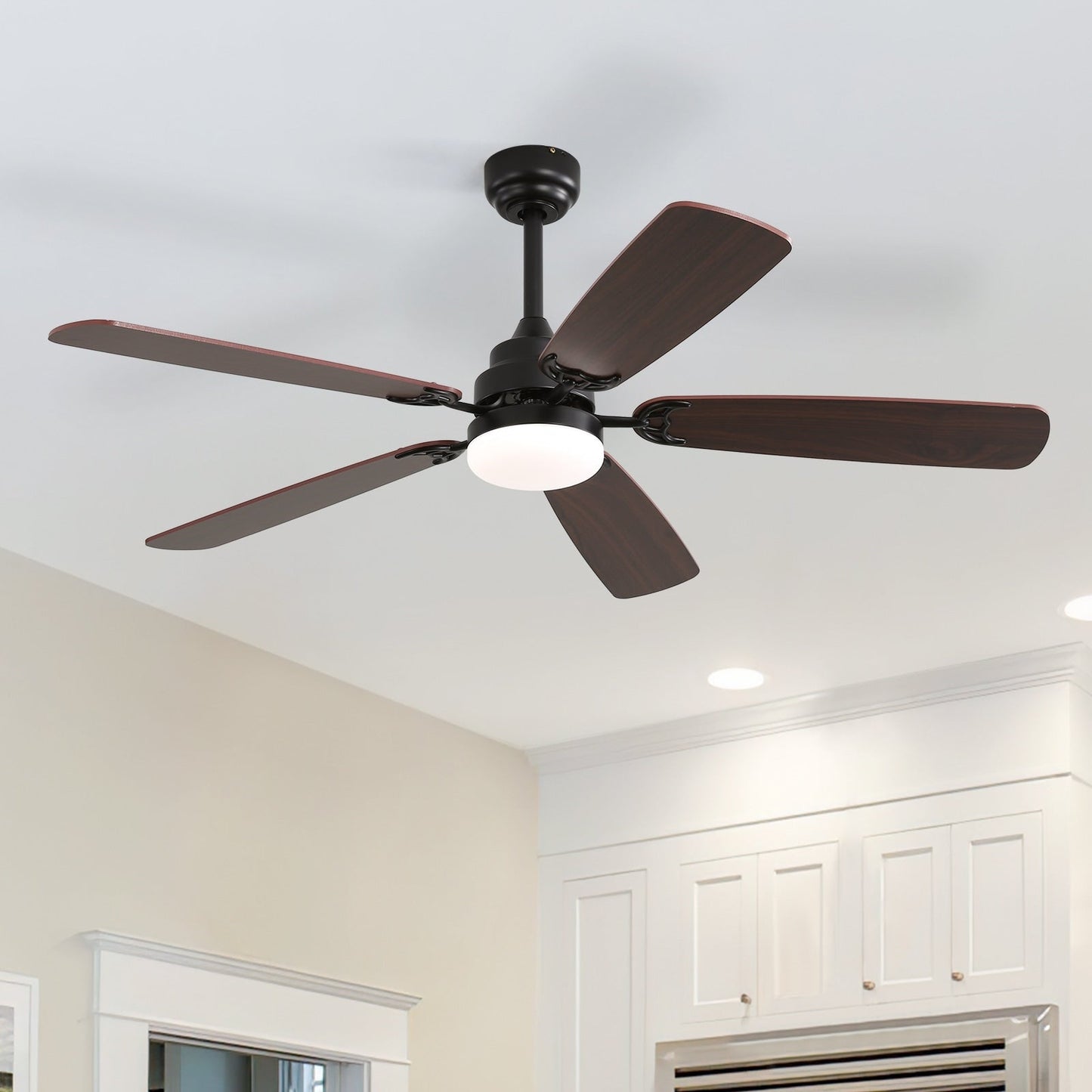 Ventilateur de plafond à LED intégré de 48 et 52 pouces avec éclairage et télécommande, moteur à courant continu réversible.