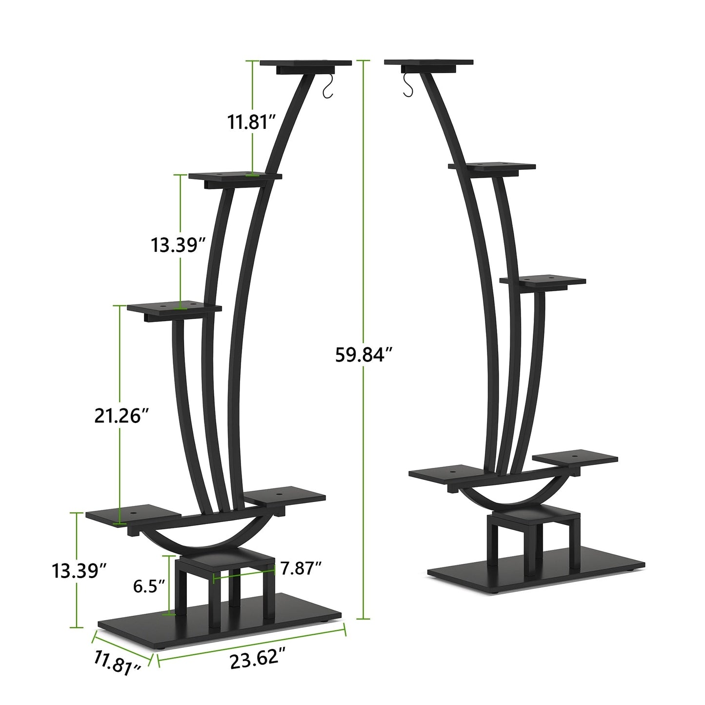 Support pour plantes d'intérieur, étagère à fleurs à 6 niveaux pour jardin à domicile - Lot de 2