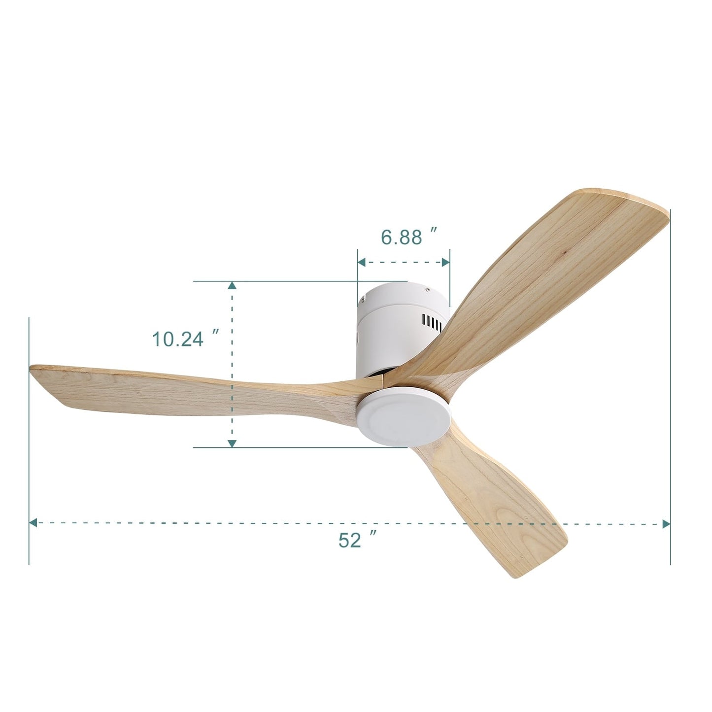 Ventilateur de plafond Sofucor à montage encastré de 52 pouces avec télécommande, moteur réversible, éclairage intégré en option.