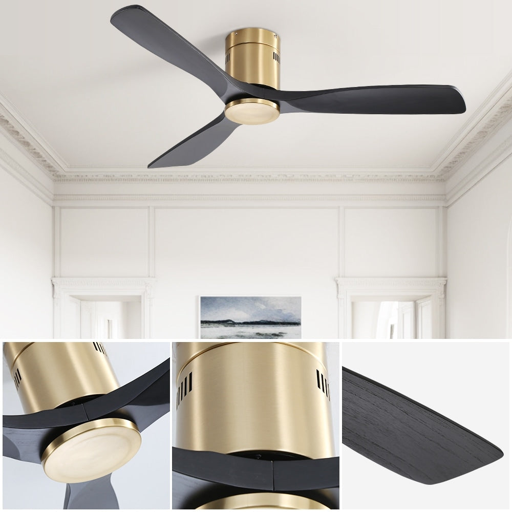 Ventilateur de plafond Sofucor à montage encastré de 52 pouces avec télécommande, moteur réversible, éclairage intégré en option.