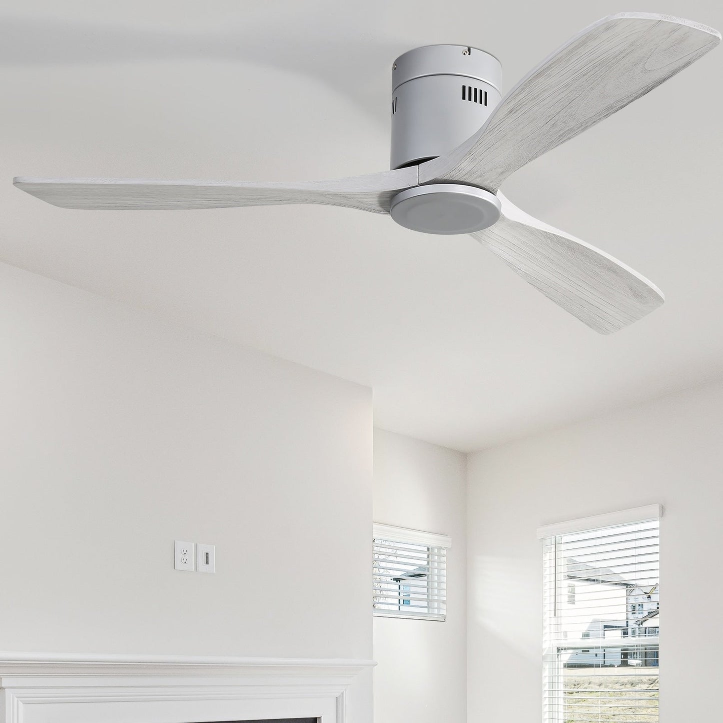 Ventilateur de plafond Sofucor à montage encastré de 52 pouces avec télécommande, moteur réversible, éclairage intégré en option.