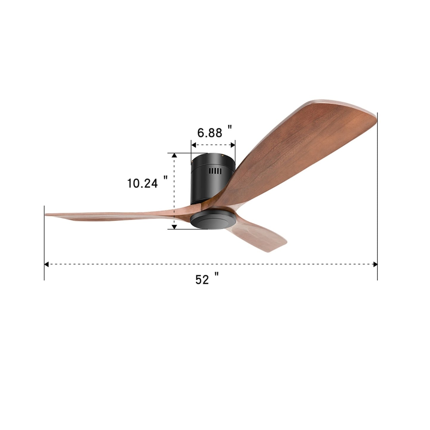 Ventilateur de plafond Sofucor à montage encastré de 52 pouces avec télécommande, moteur réversible, éclairage intégré en option.