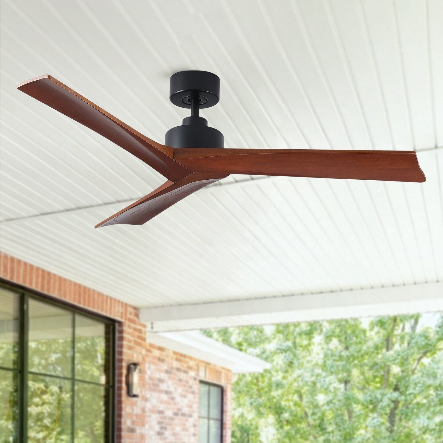 Ventilateur de plafond moderne de 52 pouces en bois massif/ABS avec télécommande (sans éclairage), 6 vitesses de ventilation, flux d'air réversible.