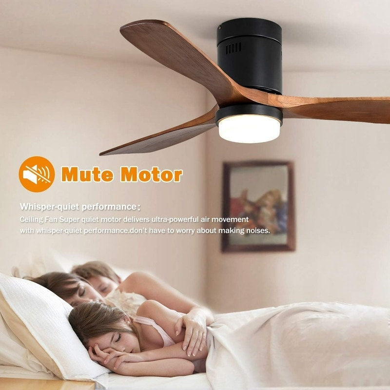 Ventilateur de plafond Sofucor à montage encastré de 52 pouces avec télécommande, moteur réversible, éclairage intégré en option.