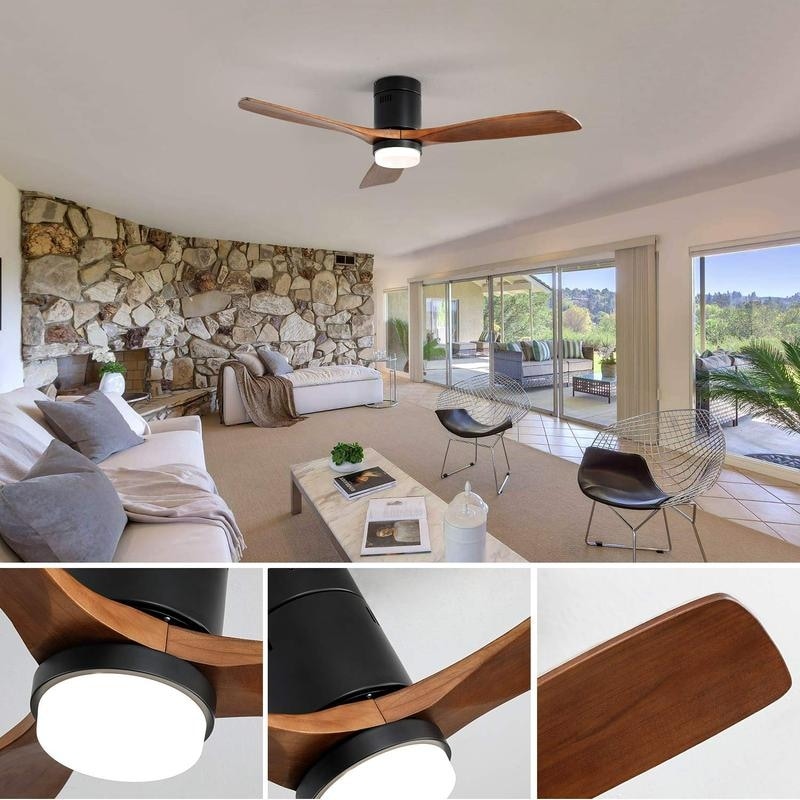 Ventilateur de plafond Sofucor à montage encastré de 52 pouces avec télécommande, moteur réversible, éclairage intégré en option.