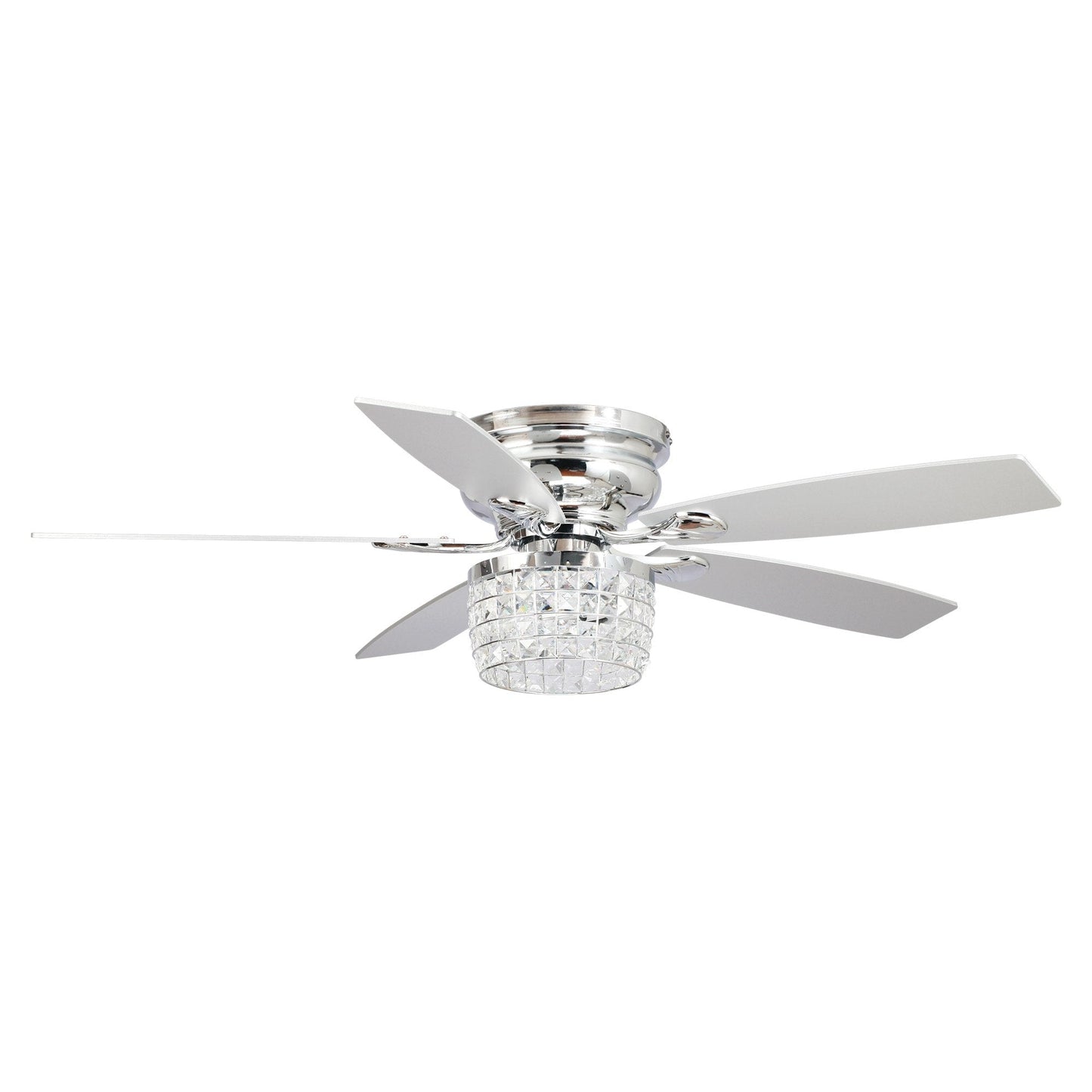Ventilateur de plafond à montage encastré avec kit d'éclairage et télécommande, 52 pouces, cristal chromé