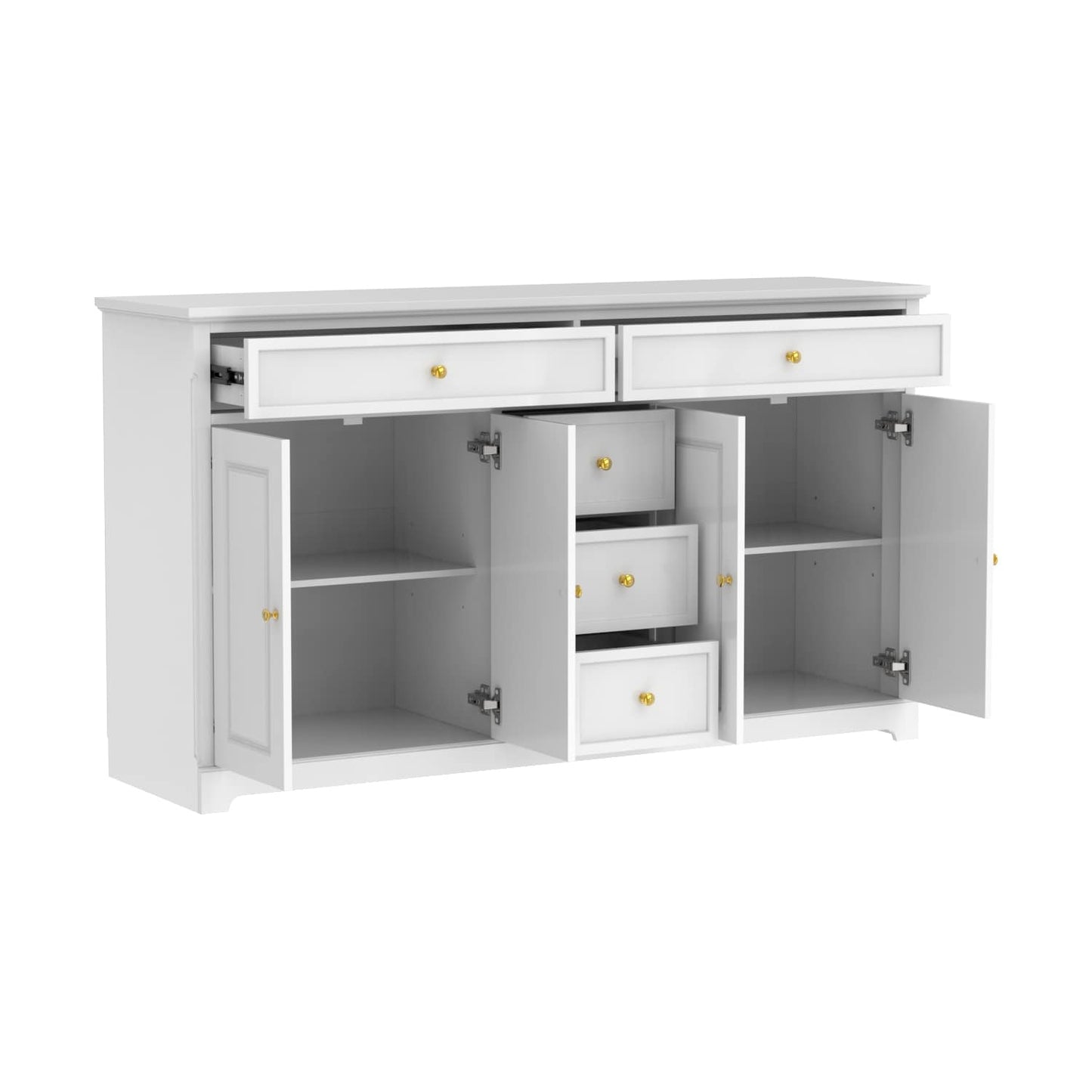 Buffet de rangement blanc laqué, style moderne contemporain du milieu du siècle, 59,1 pouces