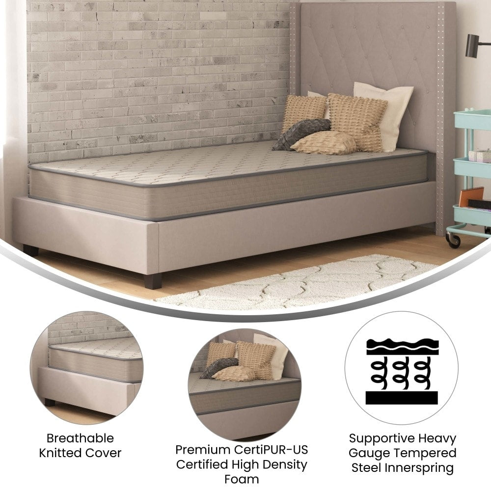 Matelas hybride à ressorts à revêtement semi-rigide de densité moyenne