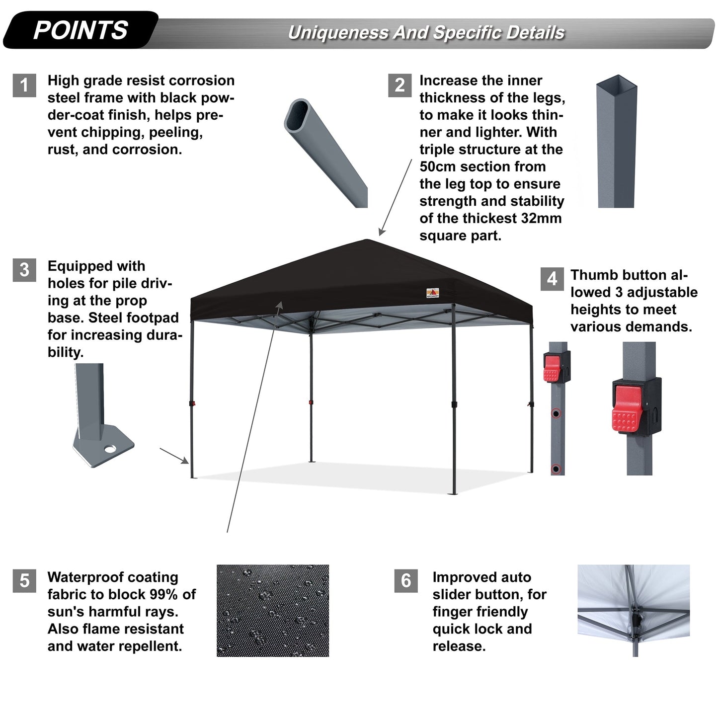 ABCCANOPY Tente de parasol pliable et facile à monter, durable, pour extérieur.