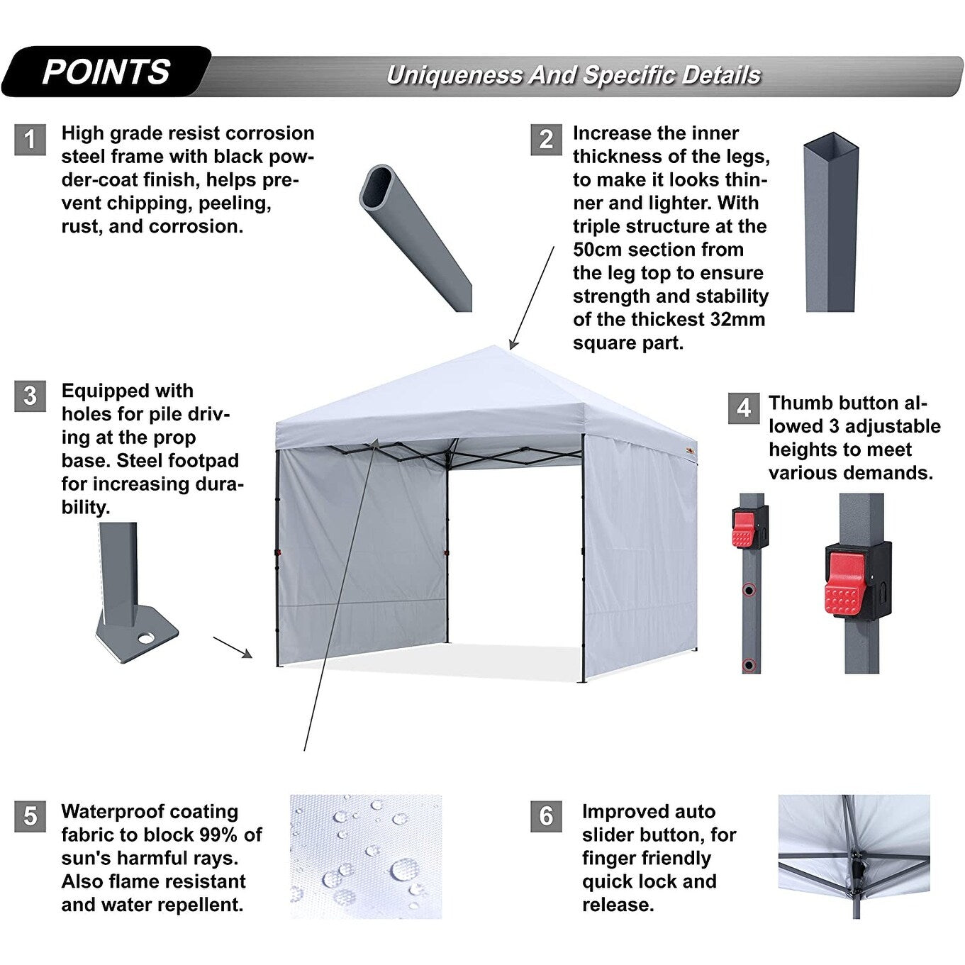 ABCCANOPY Tente de parasol pliable et facile à monter, durable, pour extérieur.