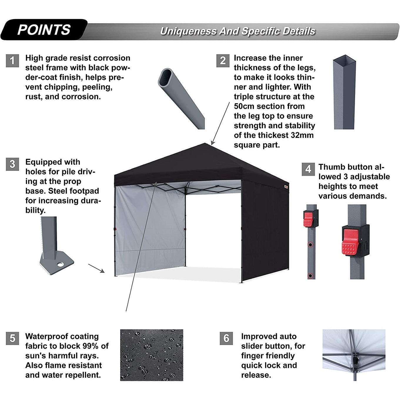 ABCCANOPY Tente de parasol pliable et facile à monter, durable, pour extérieur.