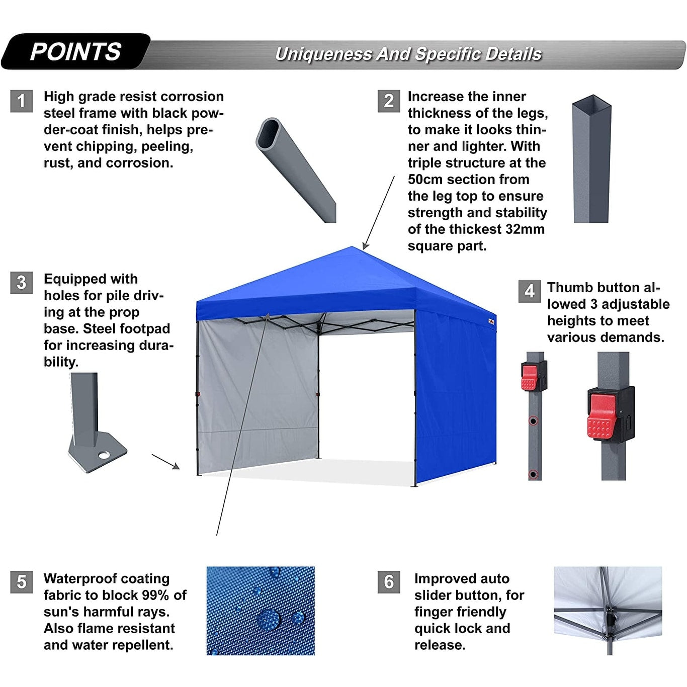 ABCCANOPY Tente de parasol pliable et facile à monter, durable, pour extérieur.