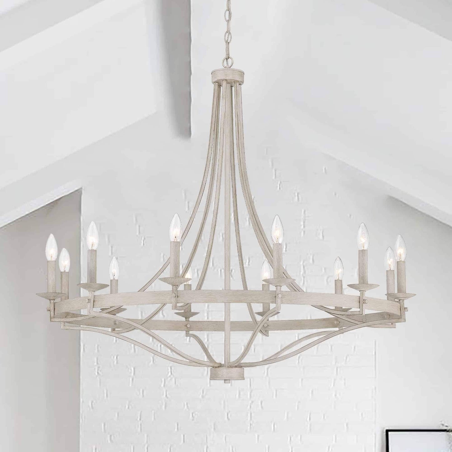 Luminaire à suspension Fidenza à 12 lumières, style ferme moderne, en forme de roue de charrette, avec certification UL - D40'' * H135''