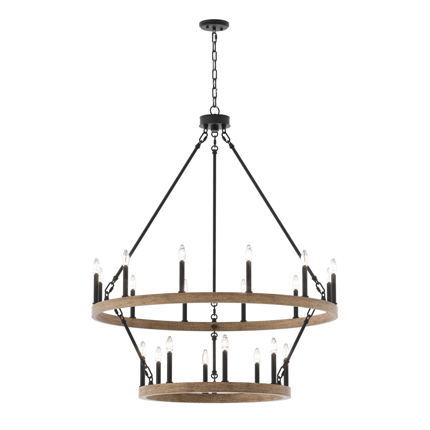 Suspension Acroma à 20 lumières, style ferme moderne, en forme de roue de charrette ronde de 40 pouces, avec certification UL