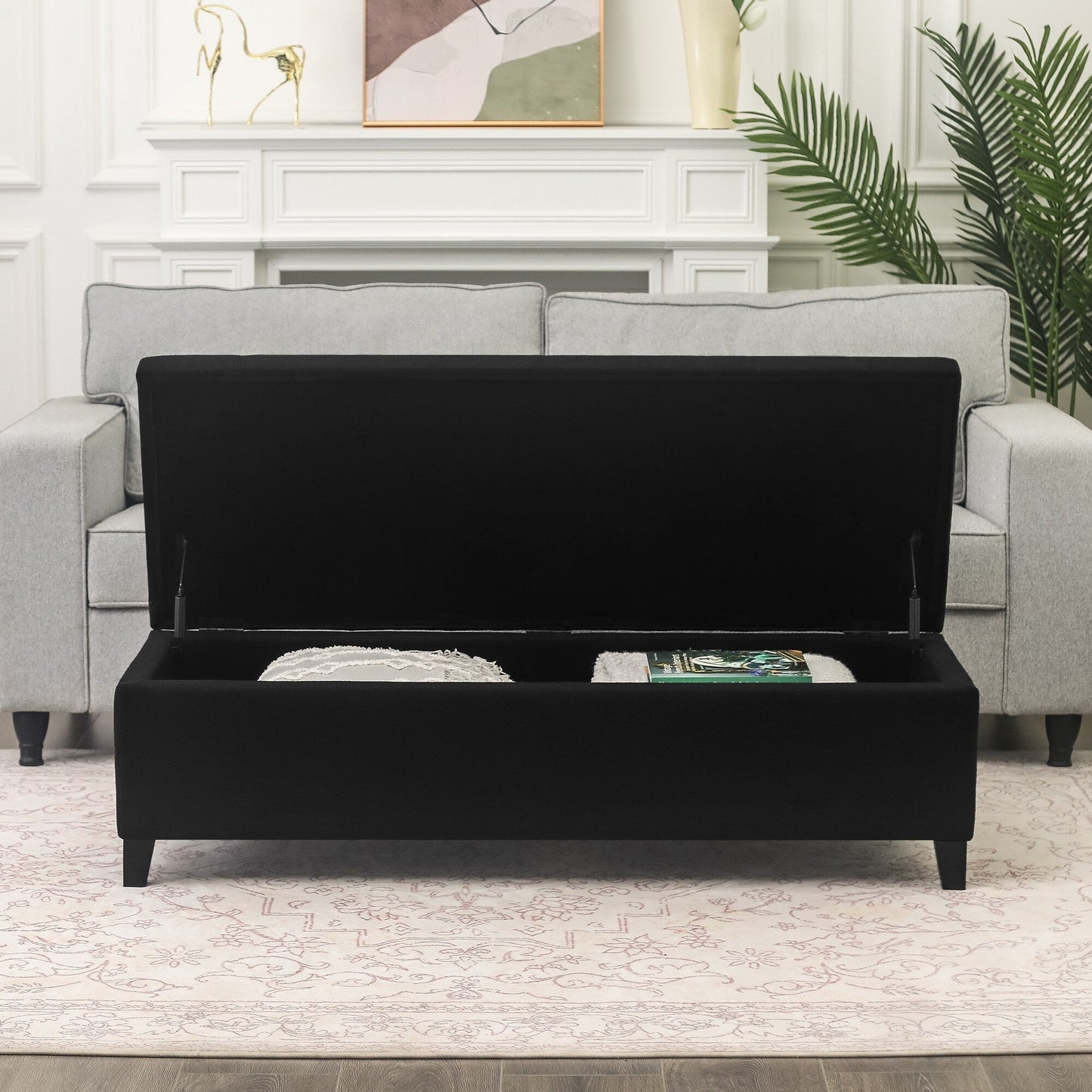 Tabouret de rangement Adeco 50 en simili cuir