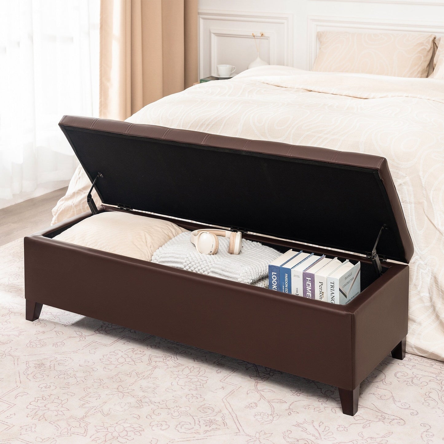 Tabouret de rangement Adeco 50 en simili cuir