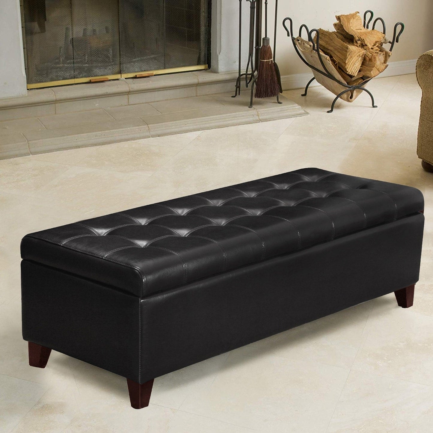 Tabouret de rangement Adeco 50 en simili cuir