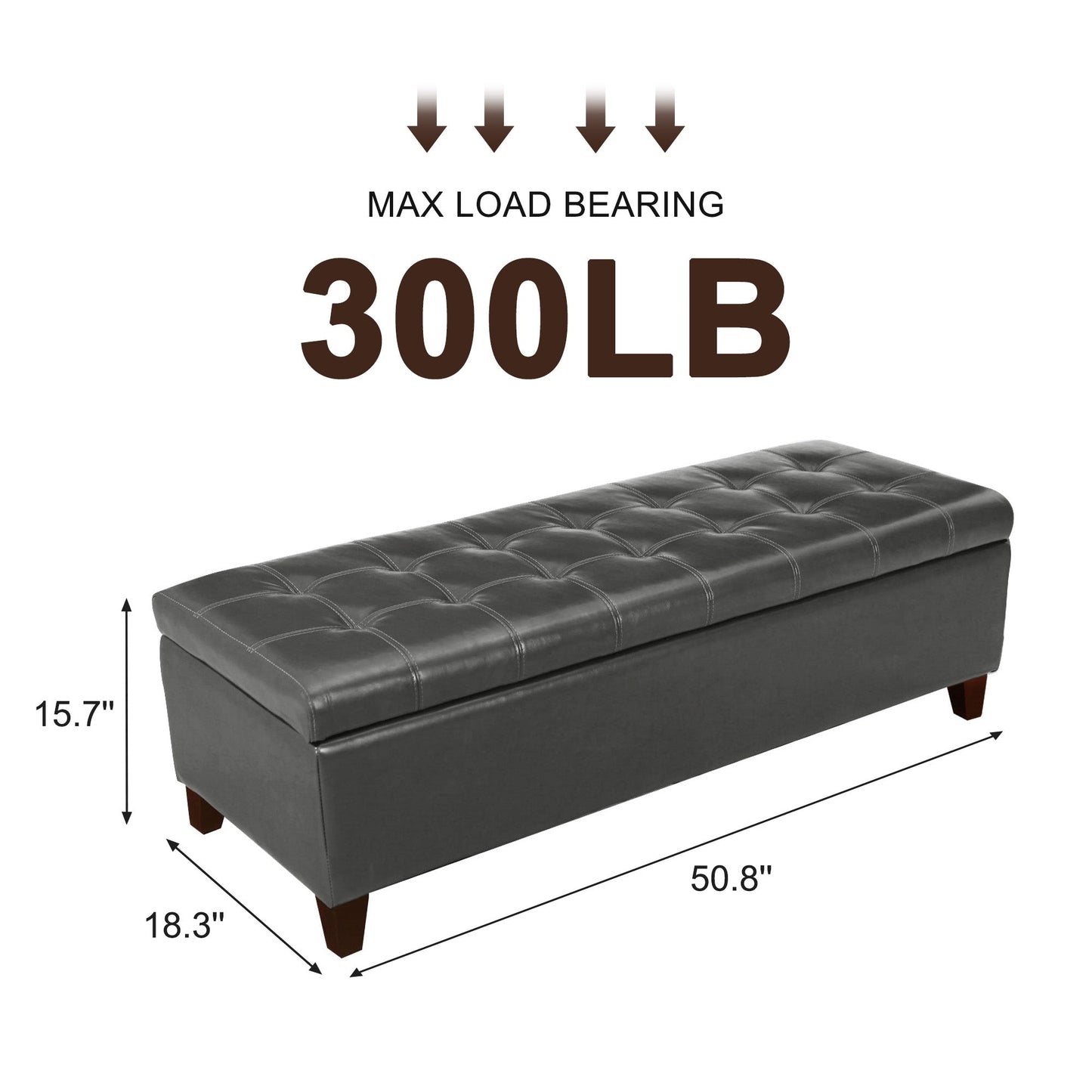 Tabouret de rangement Adeco 50 en simili cuir