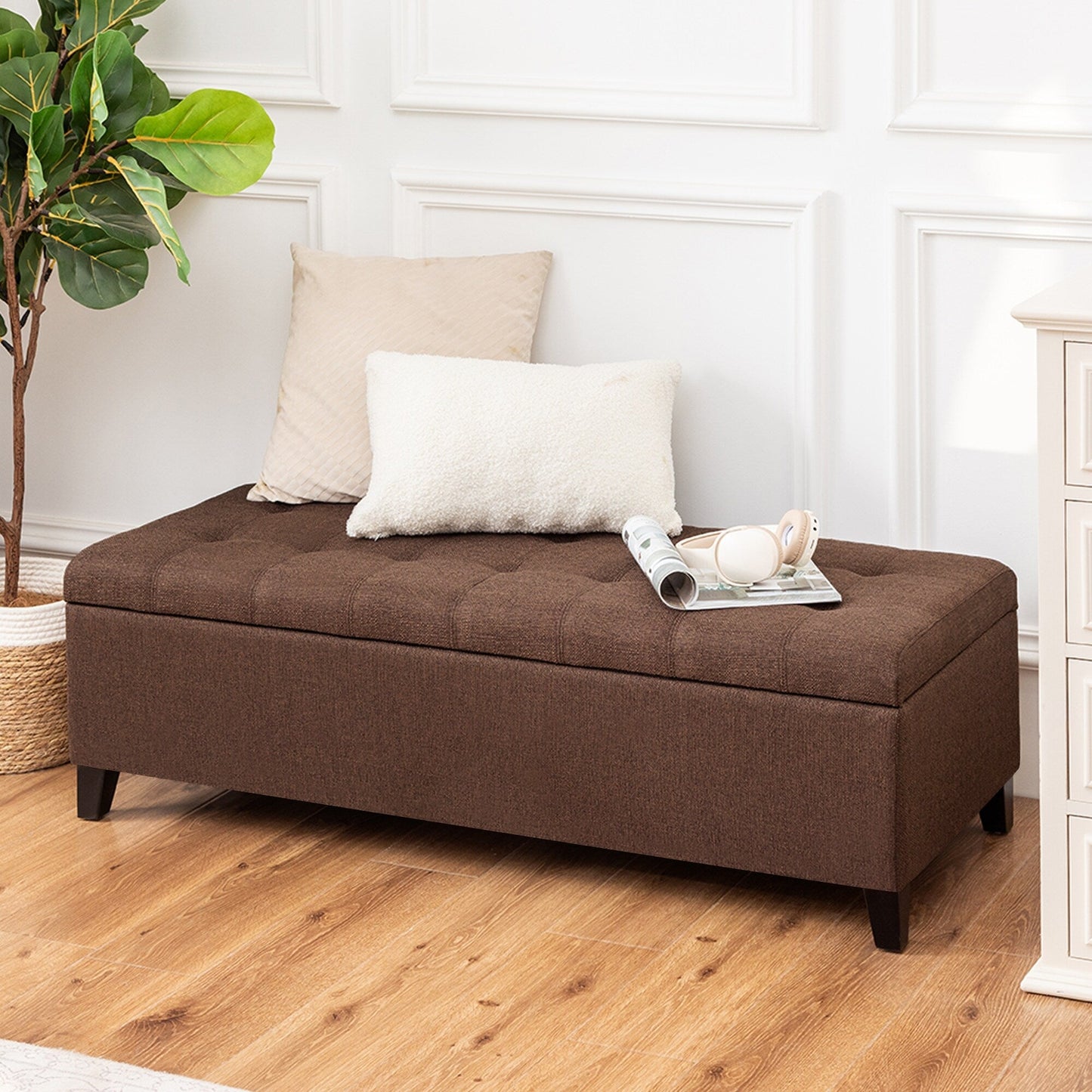 Tabouret de rangement Adeco 50 en simili cuir