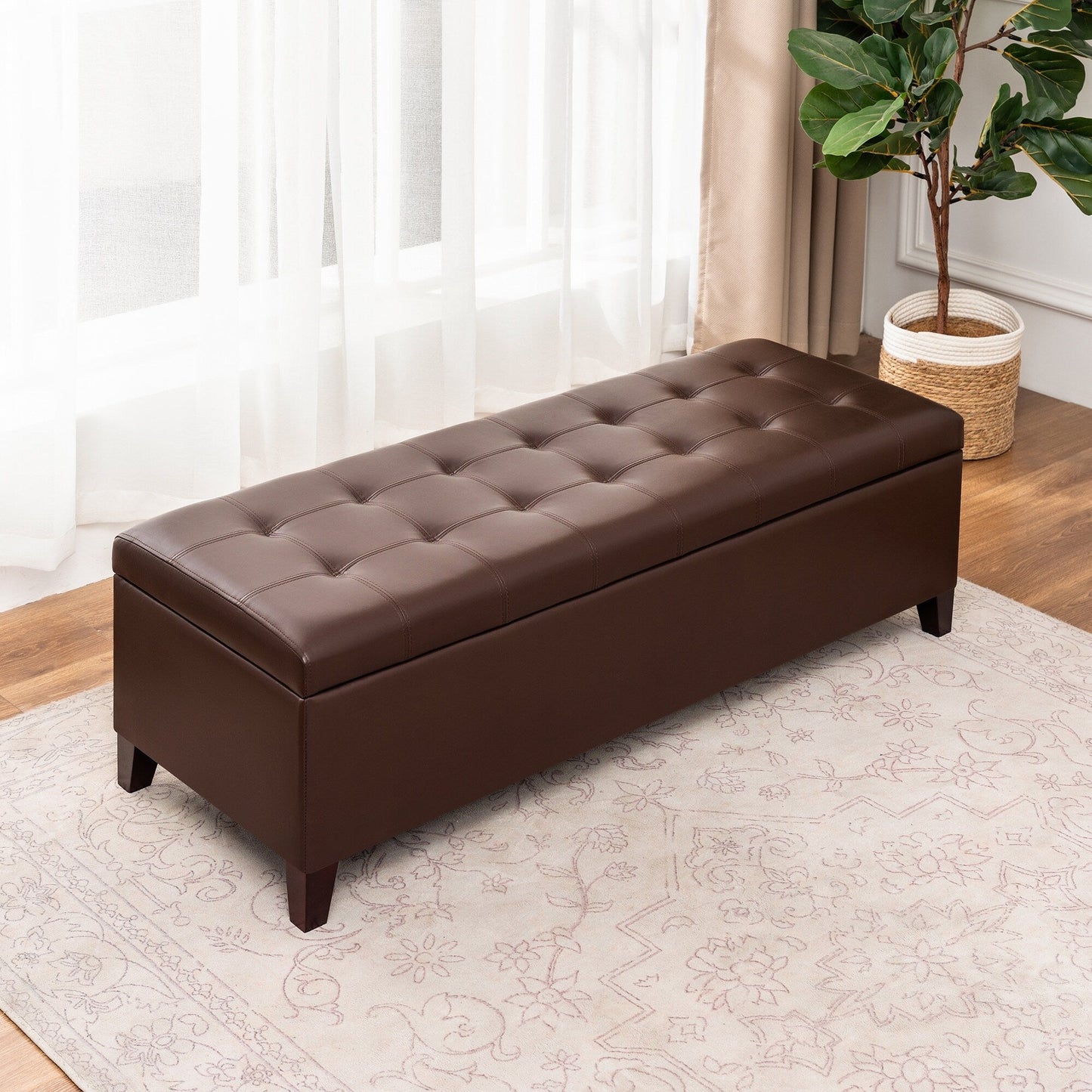 Tabouret de rangement Adeco 50 en simili cuir